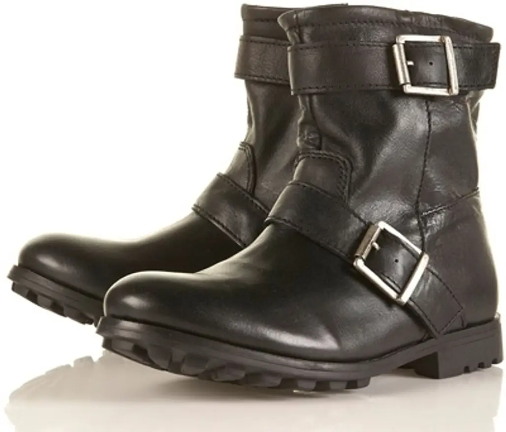 Topshop Armour Leather Biker Boots