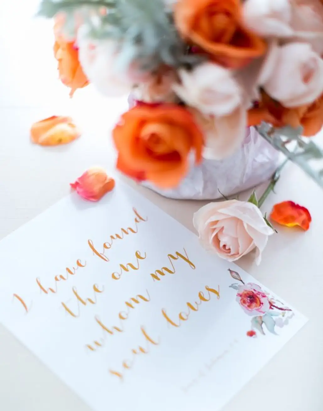 Floral Calligraphy Valentine's Day Card