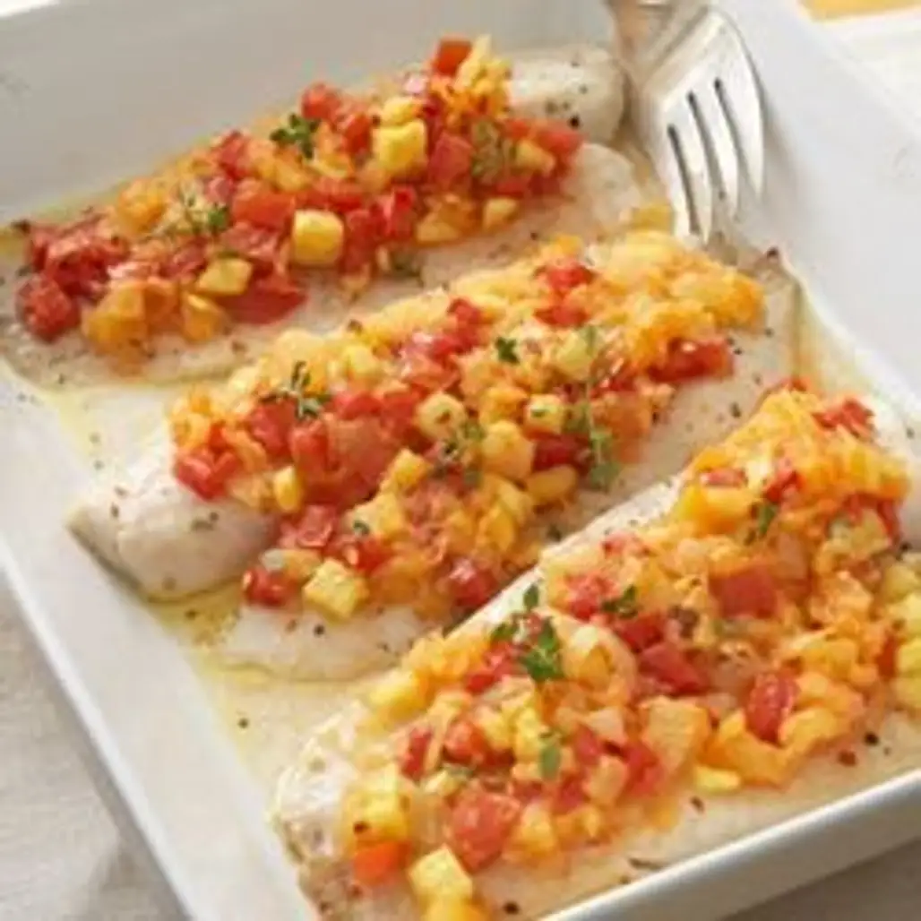Baked Tilapia with Spicy Tomato Pineapple Relish