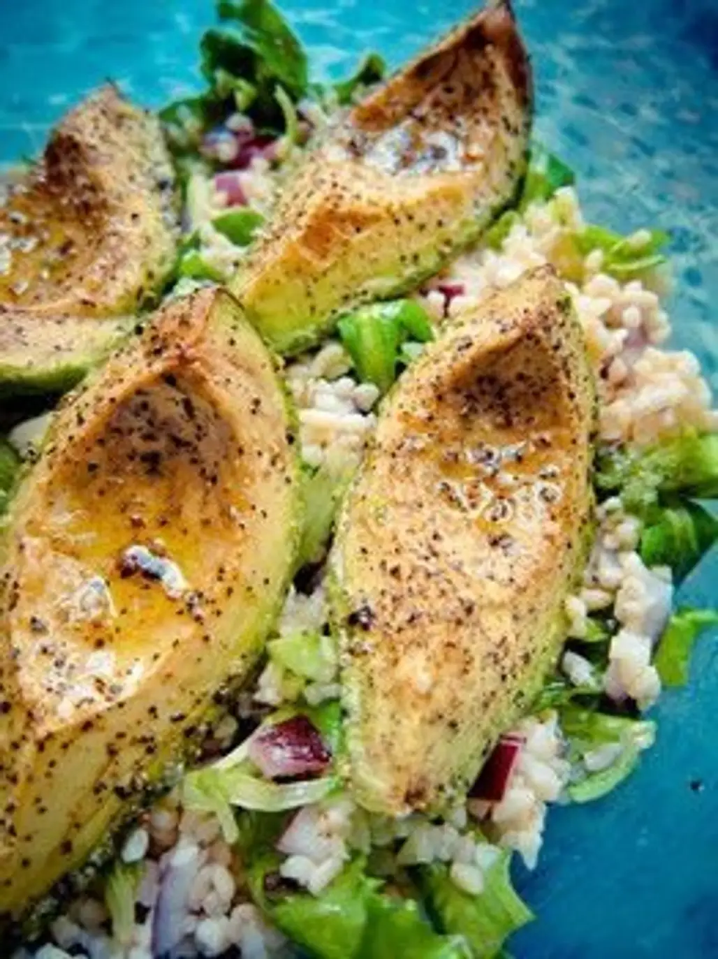 Roasted Avocado over Couscous Salad