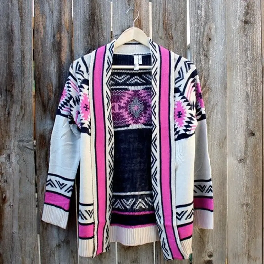 Mod Lightweight Tribal Cardigan Aztec Pink