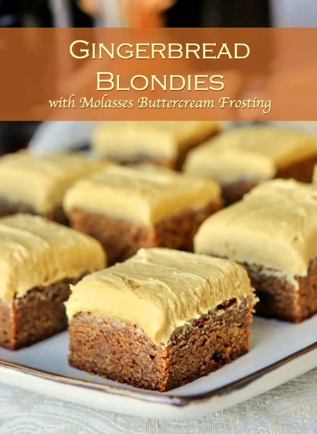 Gingerbread Blondies with Molasses Buttercream Frosting