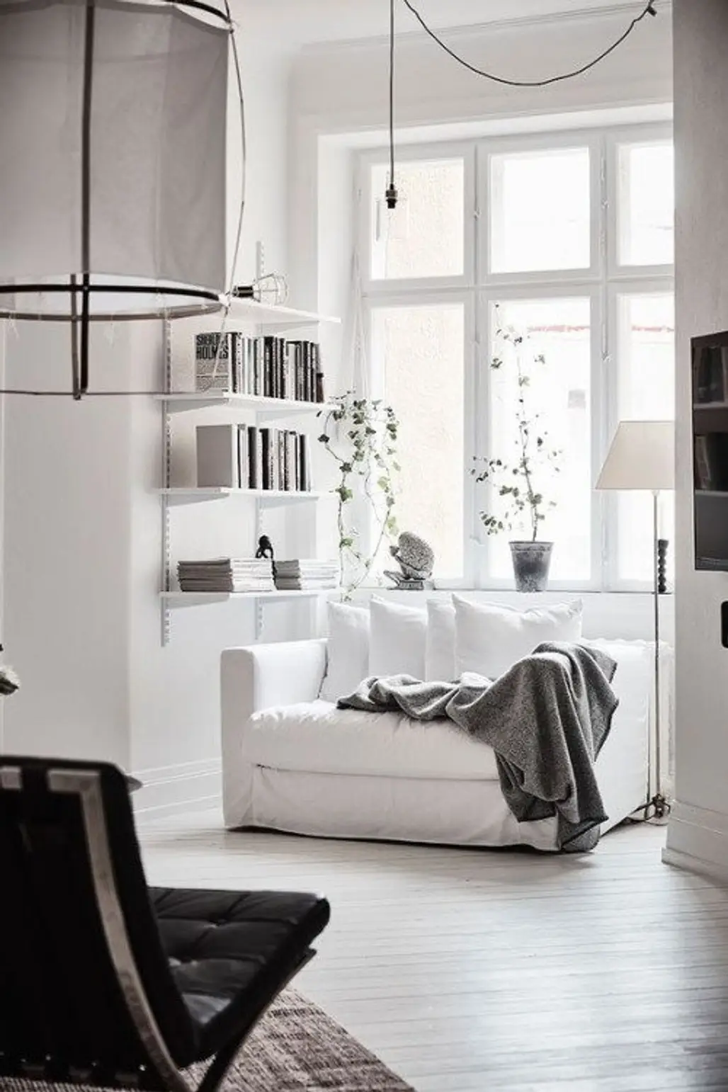 white, room, living room, furniture, home,