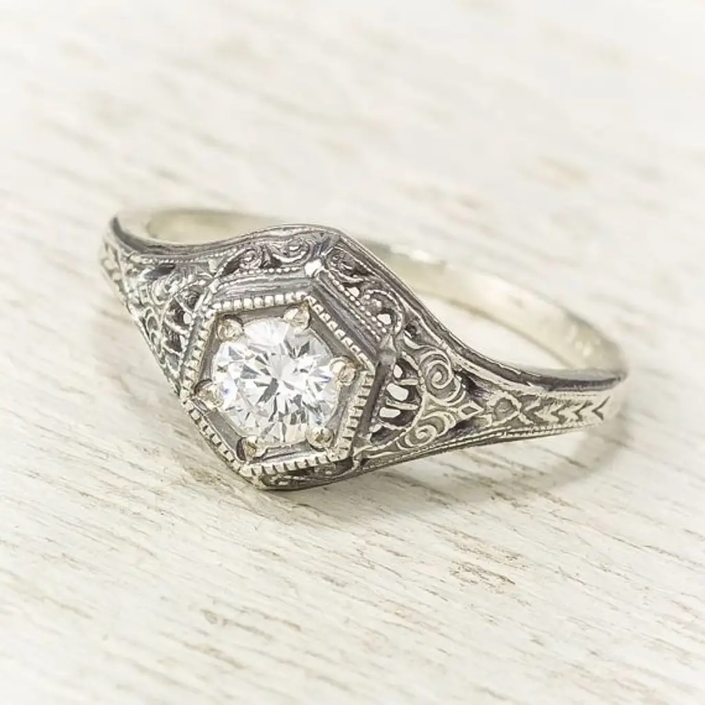 Filigree Antique Engagement Diamond Ring