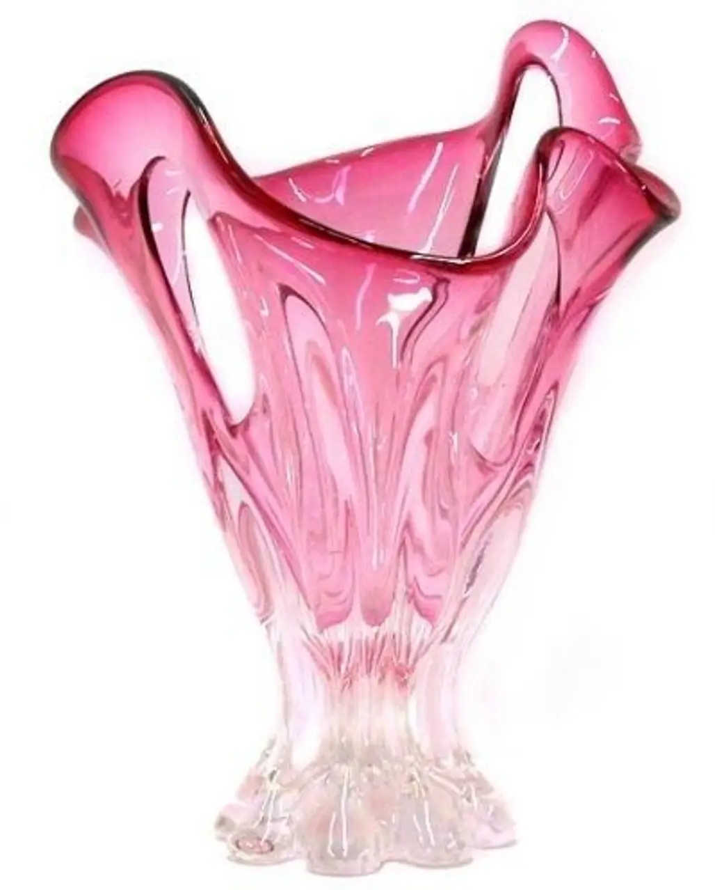 Murano Art Glass Footed Cranberry Vase