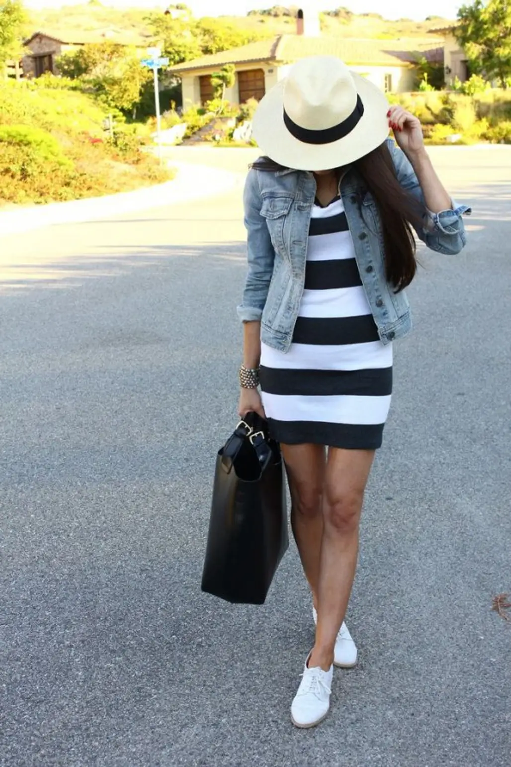 Striped Dress & Cute Hat