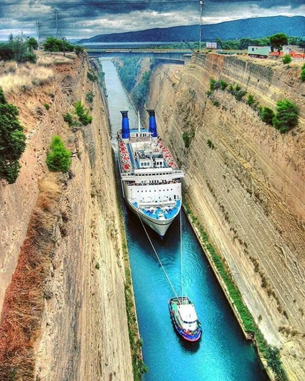 Corinth Canal, landform, transport, waterway, sea,