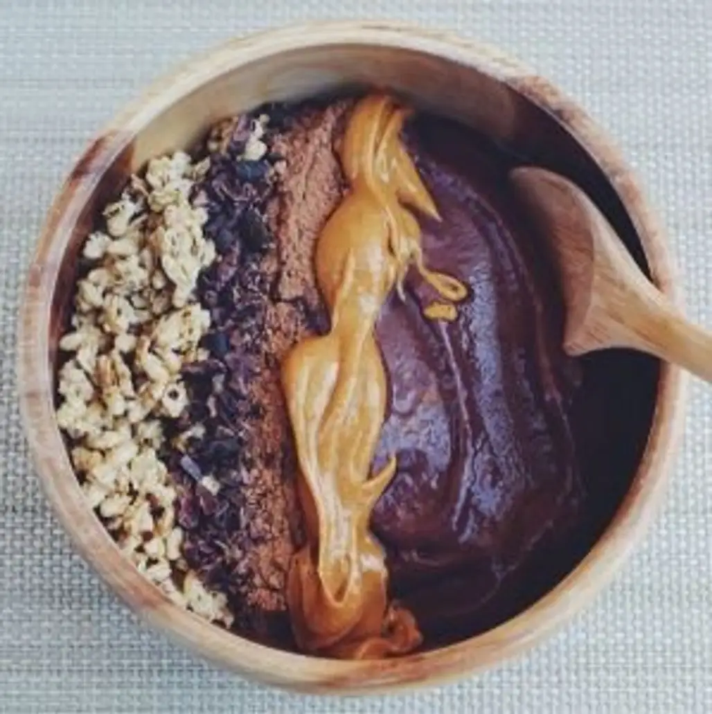 Chocolate Peanut Butter Protein Acai Bowl