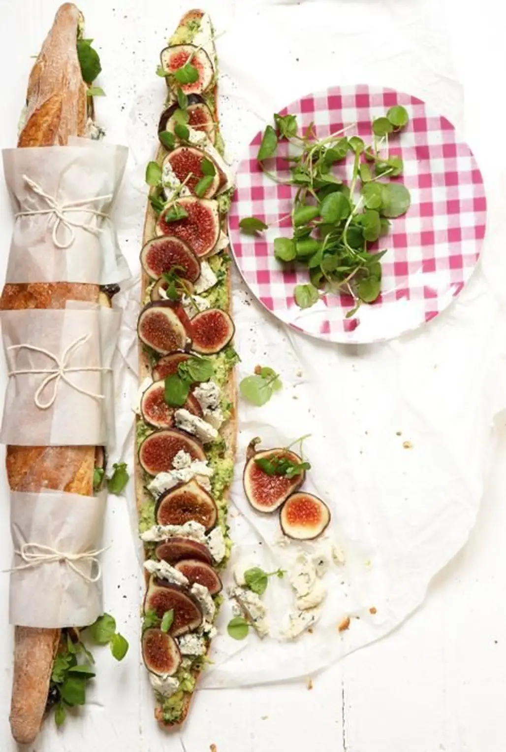 Picnic Baguette with Avocado, Gorgonzola, Fig and Fresh Herbs