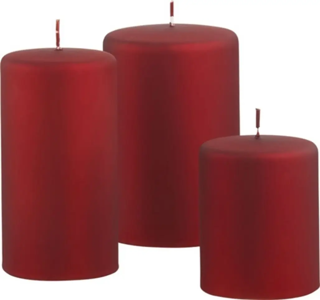 Matte Metallic Red Pillar Candles