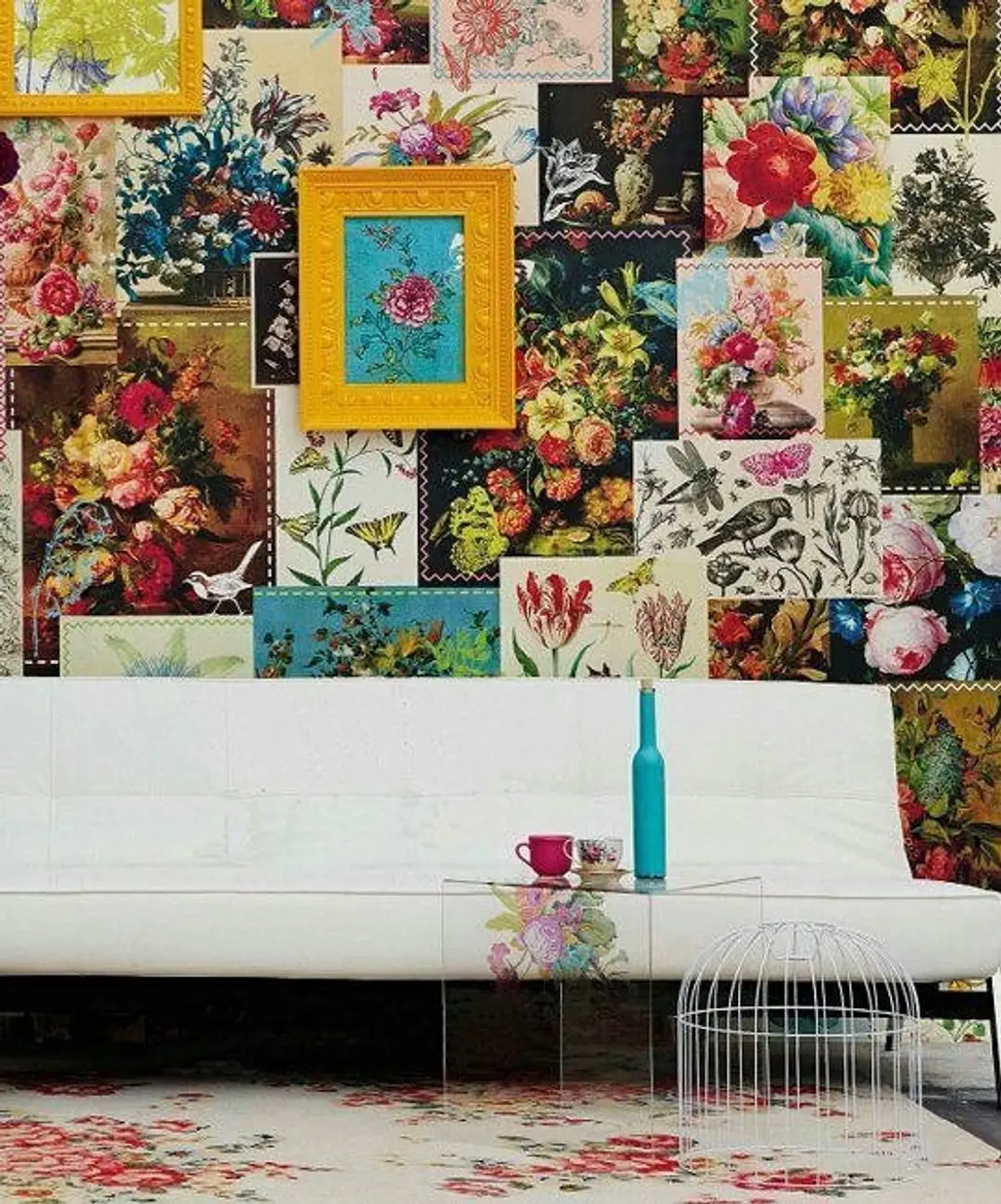 flower, textile, art, collage, pattern,