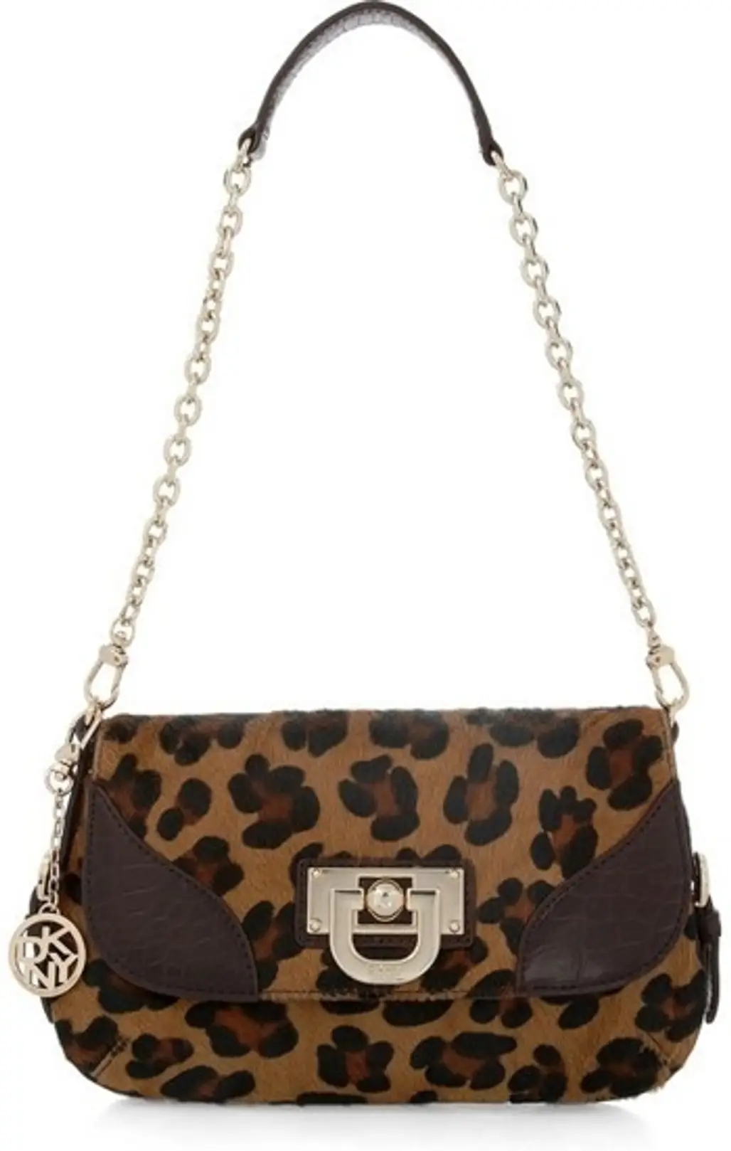 DKNY Leopard Print Calf Hair Shoulder Bag
