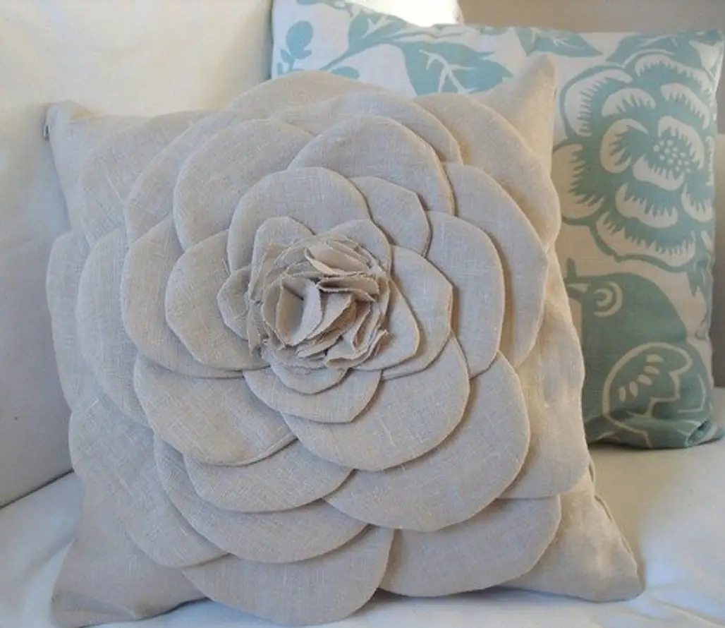 Burlap Flower Pillow