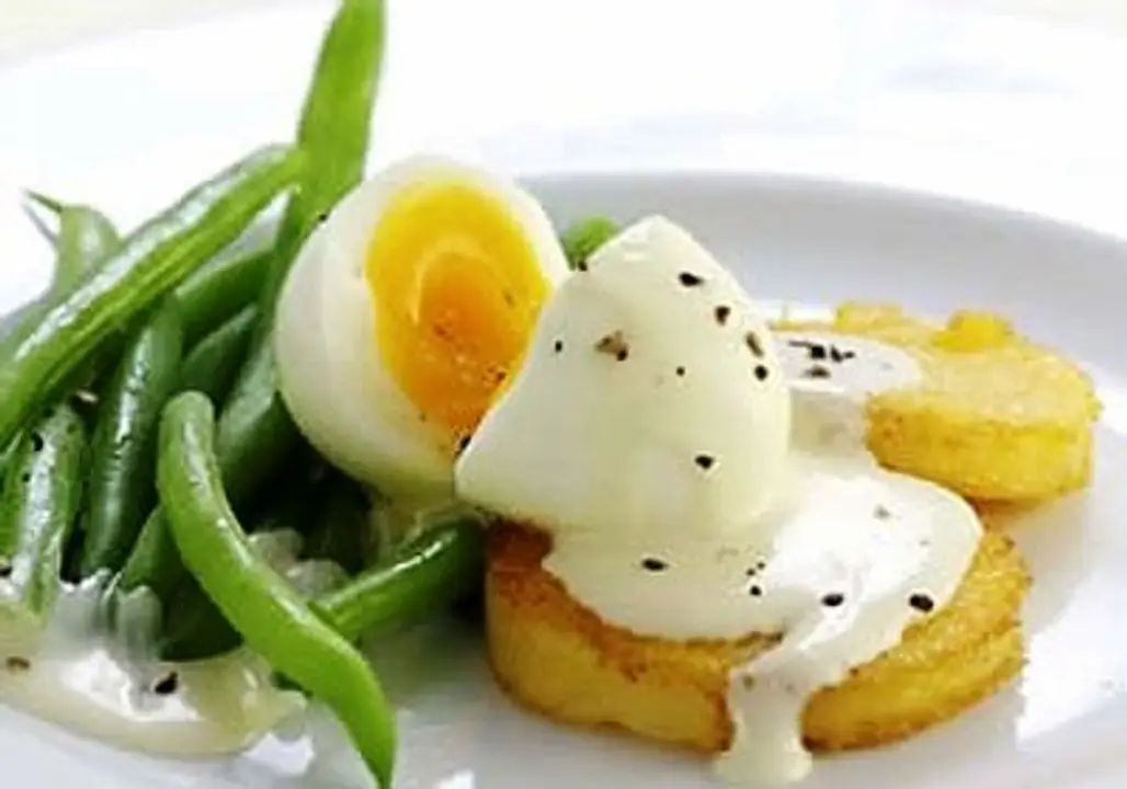 Golden Polenta and Egg with Mustard Sauce