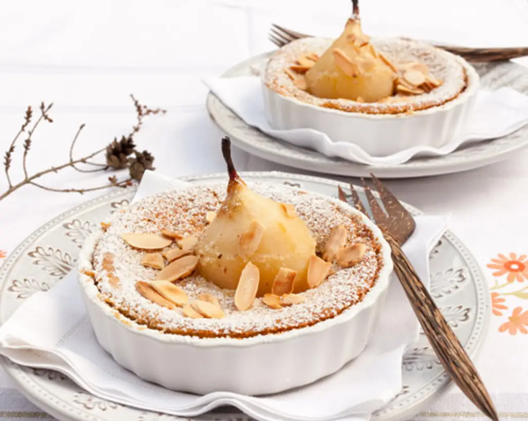 Poached Pear and Almond Soufflé Cakes...