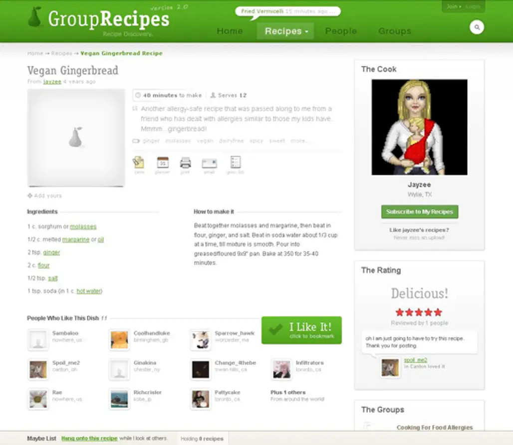 Vegan Gingerbread at grouprecipes.com
