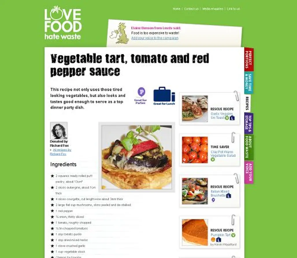Vegetable Tart, Tomato & Red Pepper