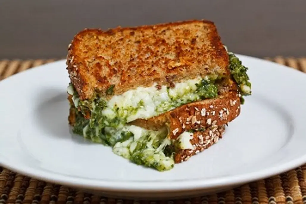 Spinach Pesto Grilled Cheese Recipe...