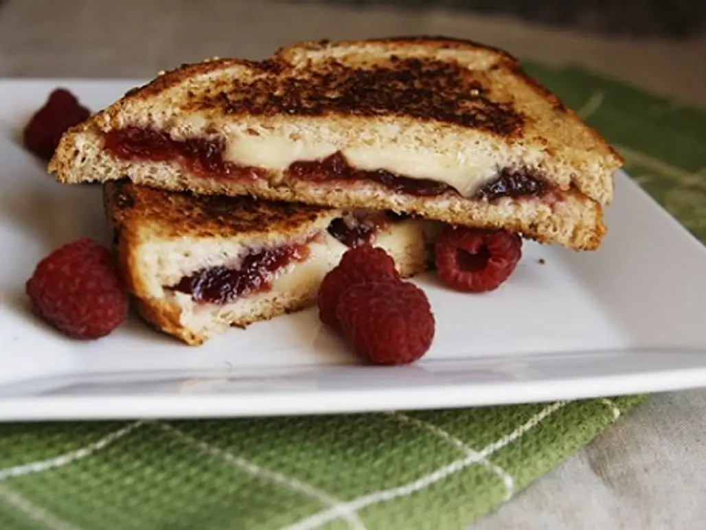 Raspberry, Brie, and Blue Grilled Cheese Recipe...
