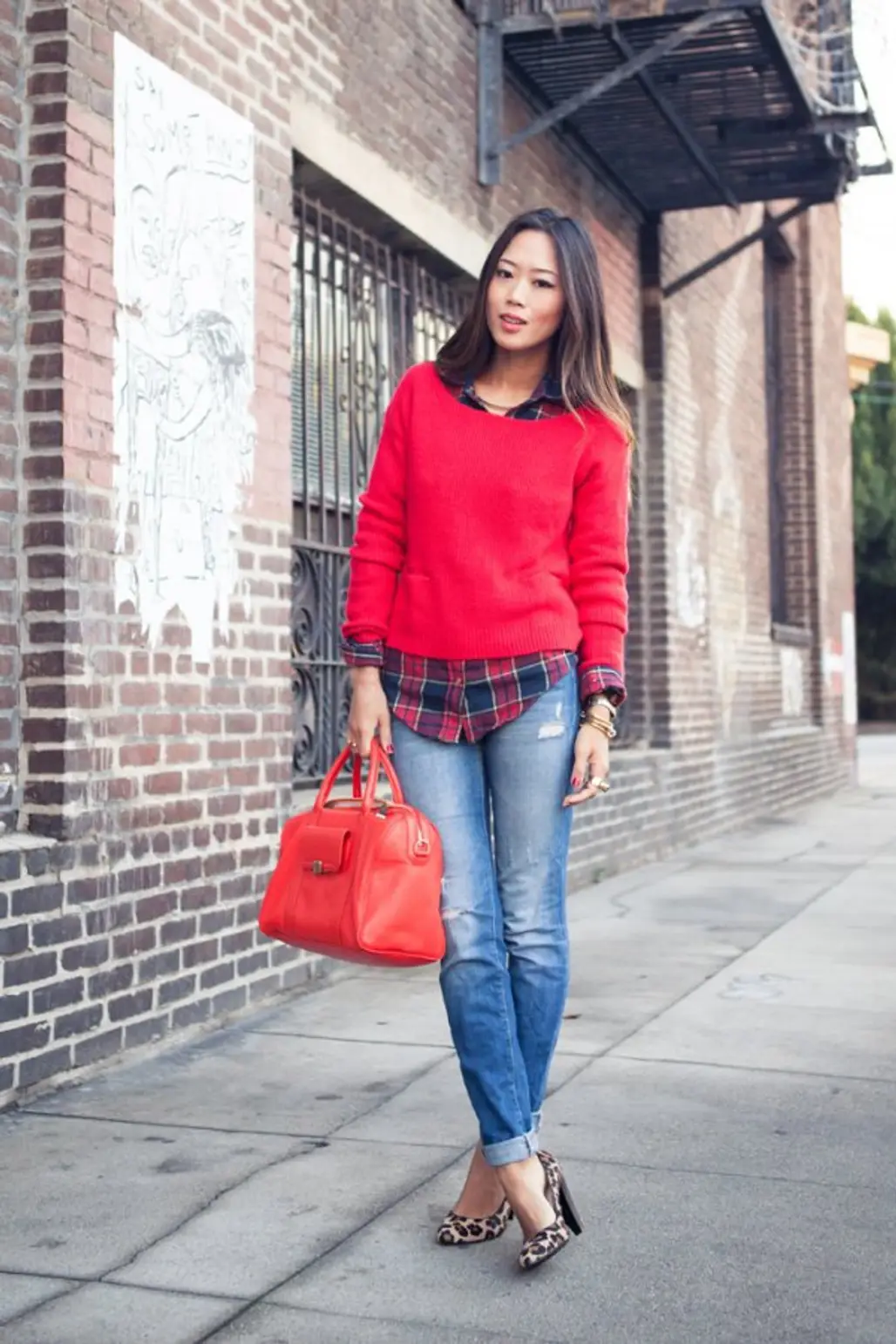 Red Hot Plaid with Leopard Heels