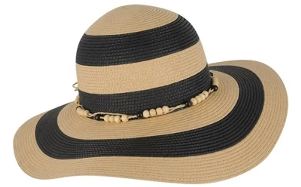 Color Block Floppy Hat with Beaded Trim