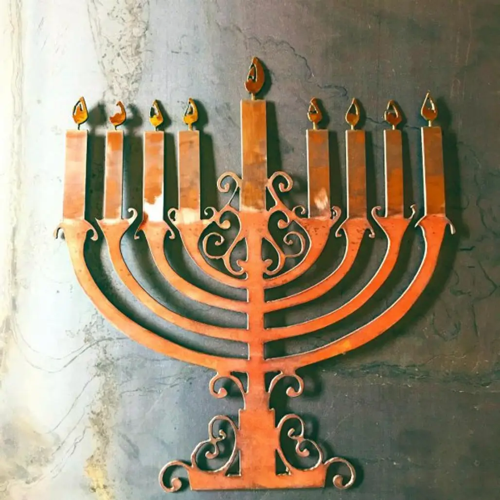menorah, candle holder, iron, metal, hanukkah,