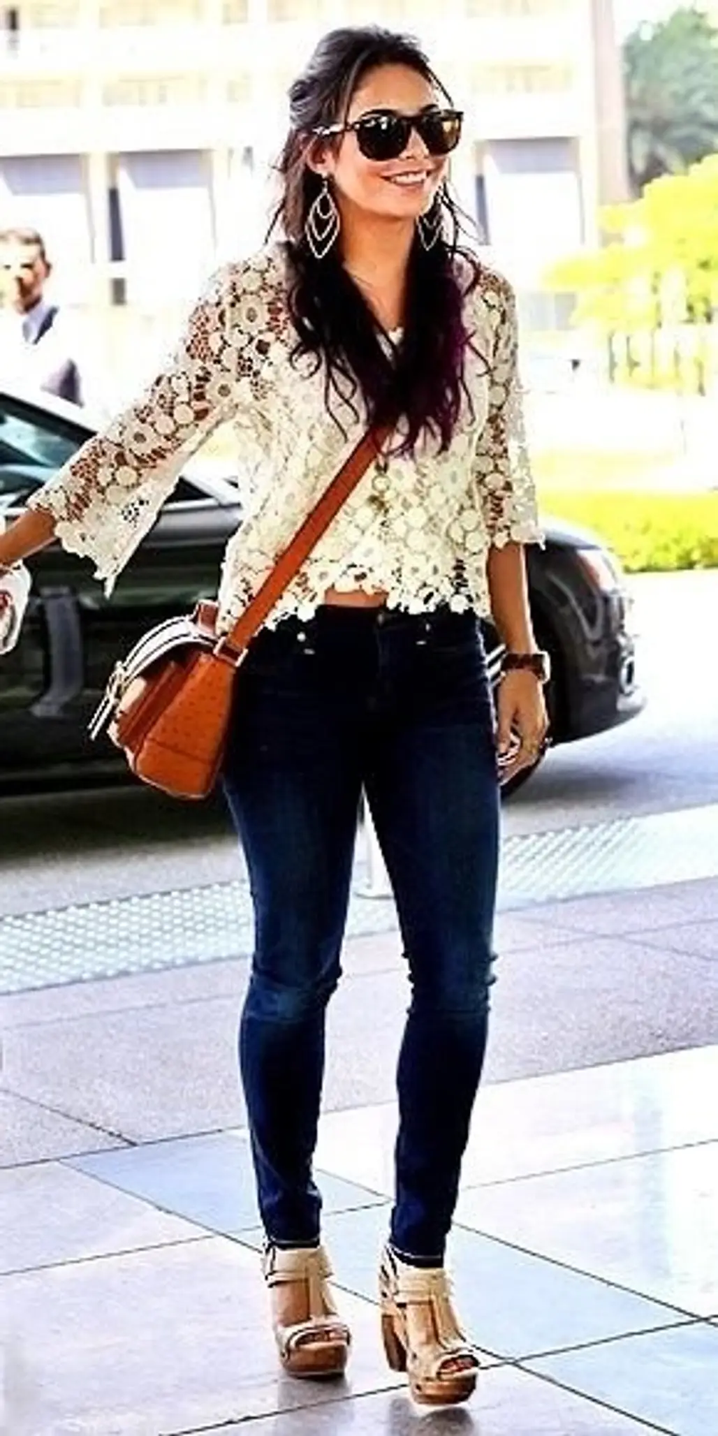 Crochet Top, Denim and Chunky Wedges