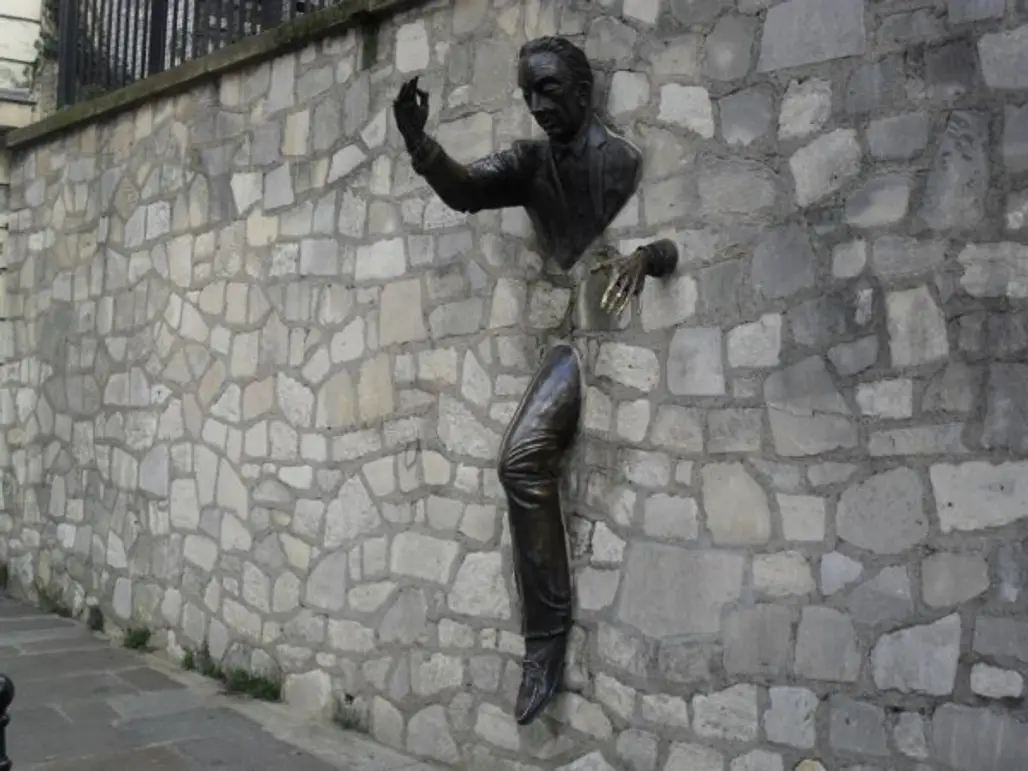 Montmartre, statue, sculpture, wall, monument,