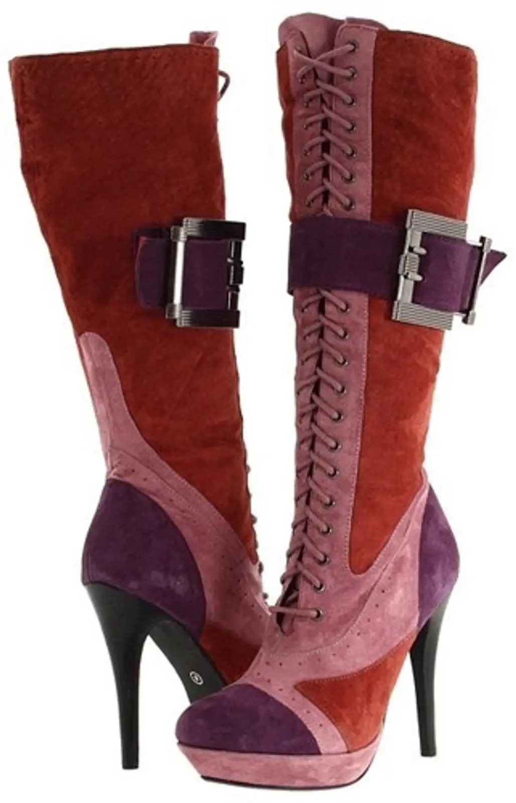Two Lips Handcuff Color Block Boots