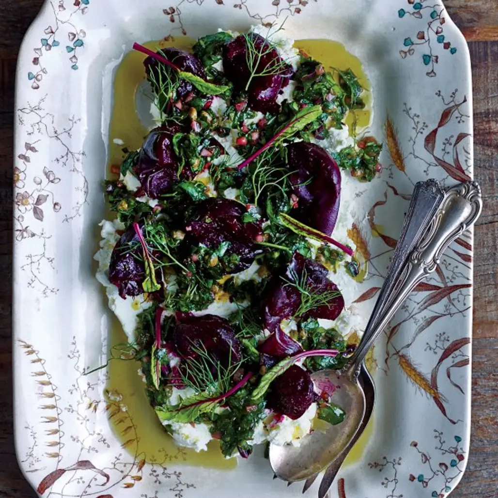Roasted Beets with Beet Green Salsa Verde – so Smart