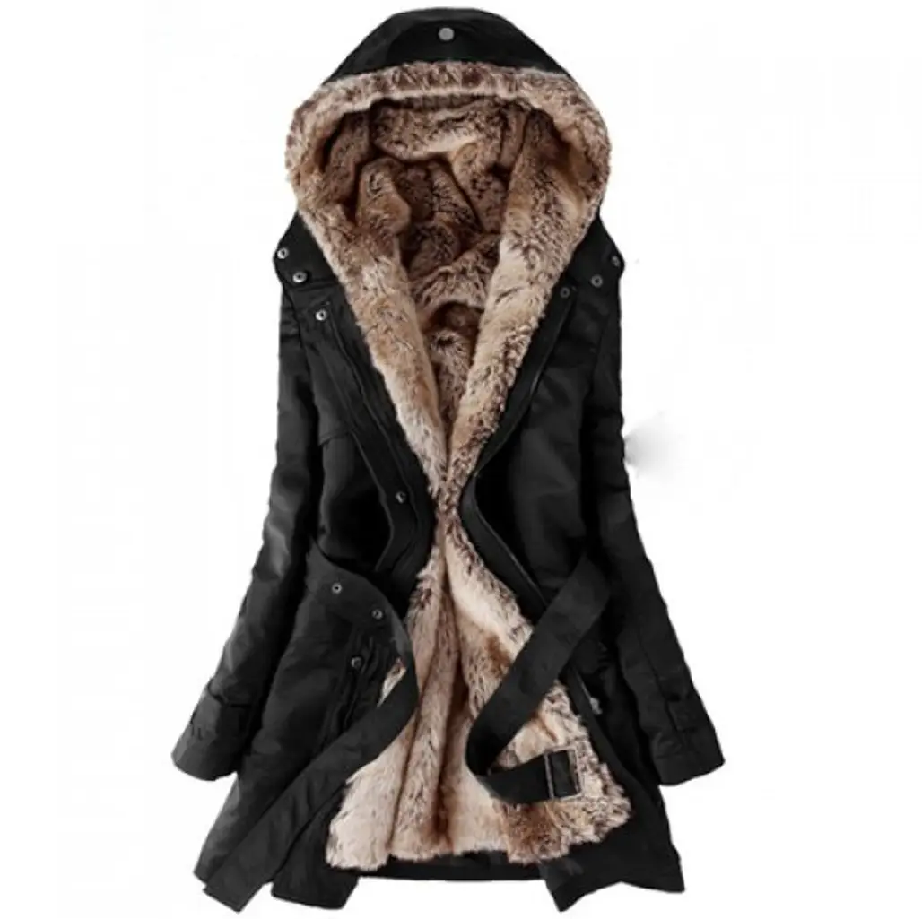 Long Sleeves Hooded Thickened Faux Fur Coat