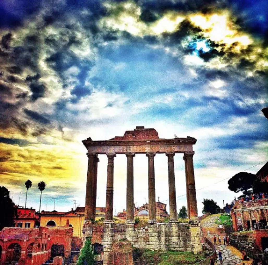 Temple of Saturn,Roman Forum,sky,landmark,cityscape,