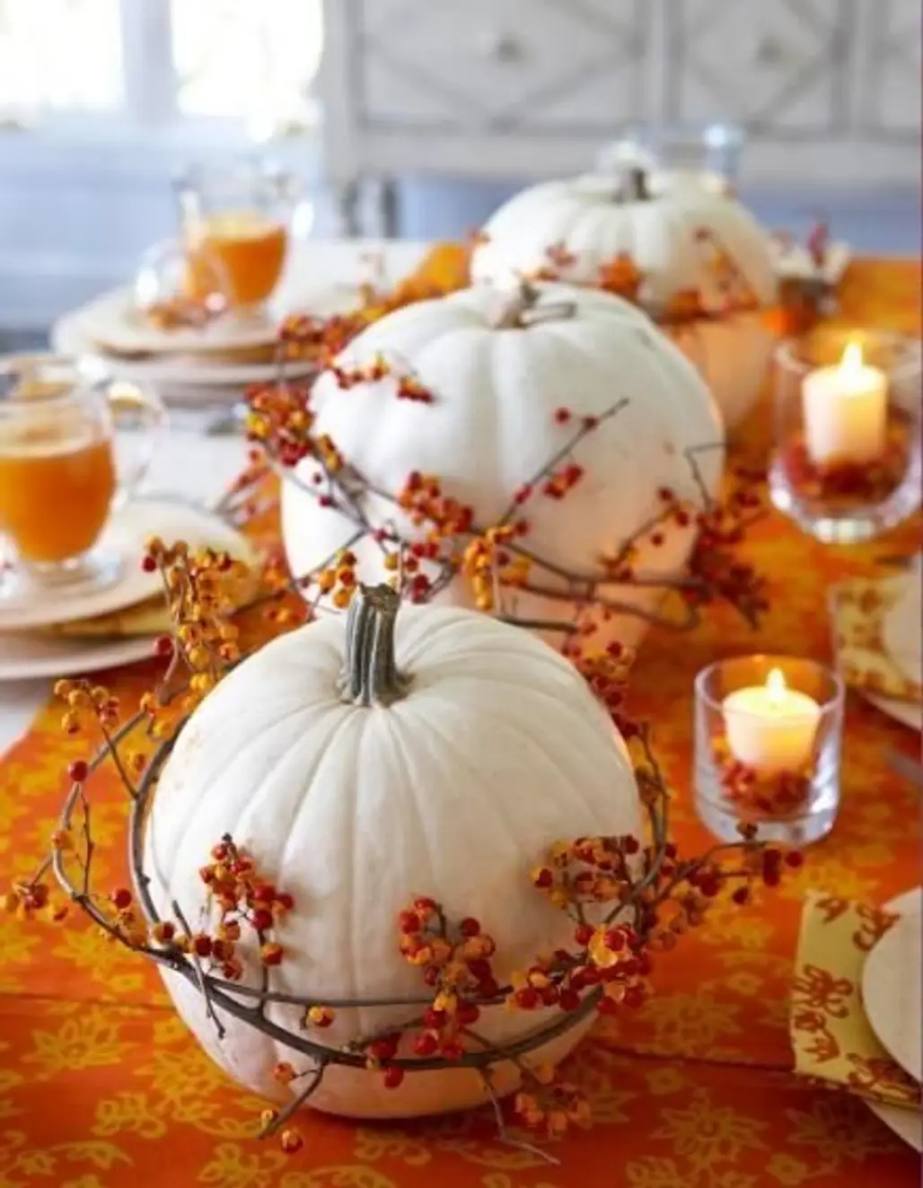 White Pumpkins with Vines