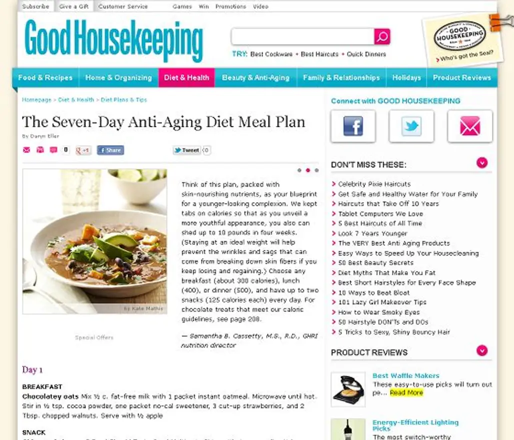 Good Housekeeping anti-Aging Diet Plan