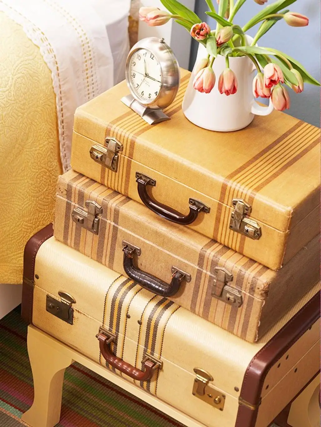 Stacked Suitcase Side Table