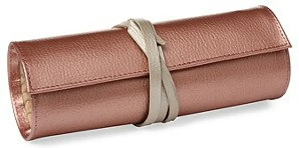 Leather Jewelry Roll, Rose Gold