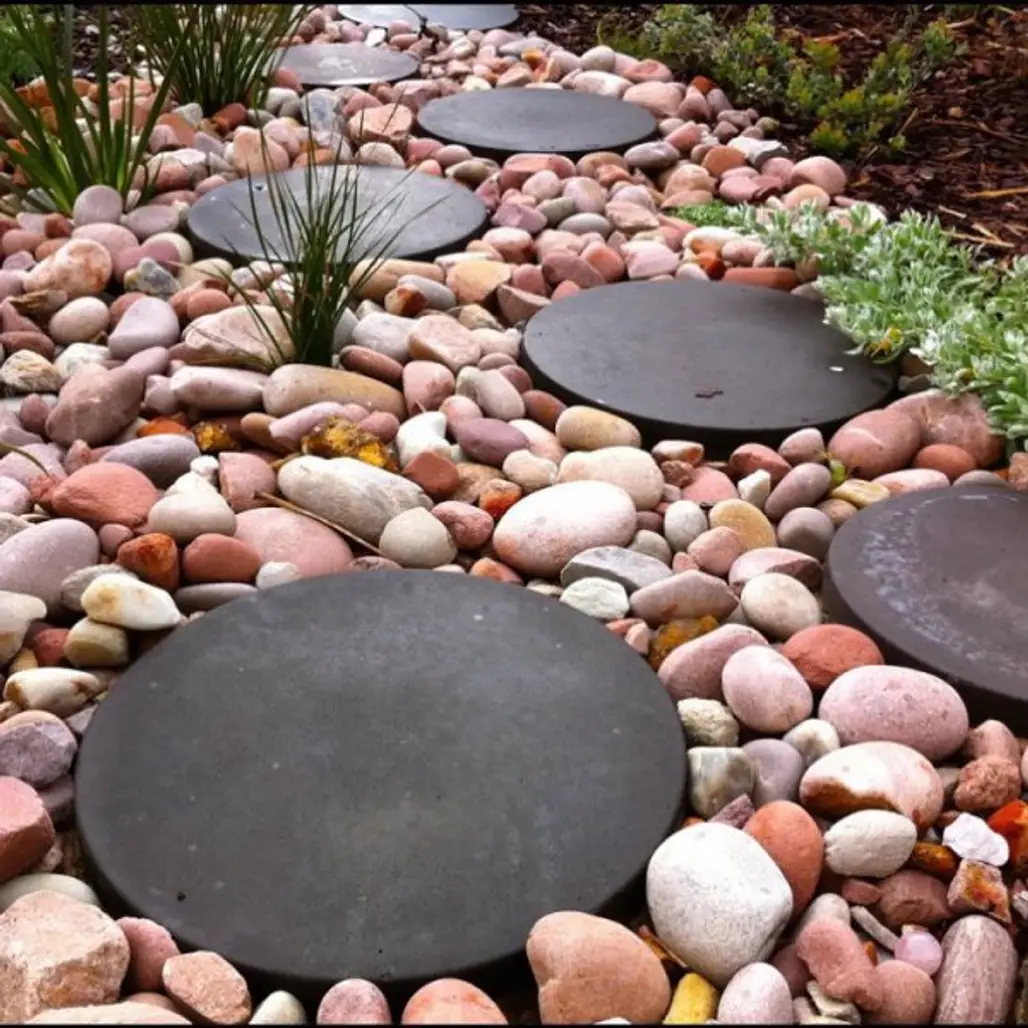 pebble, rock, gravel, flowerpot, landscaping,