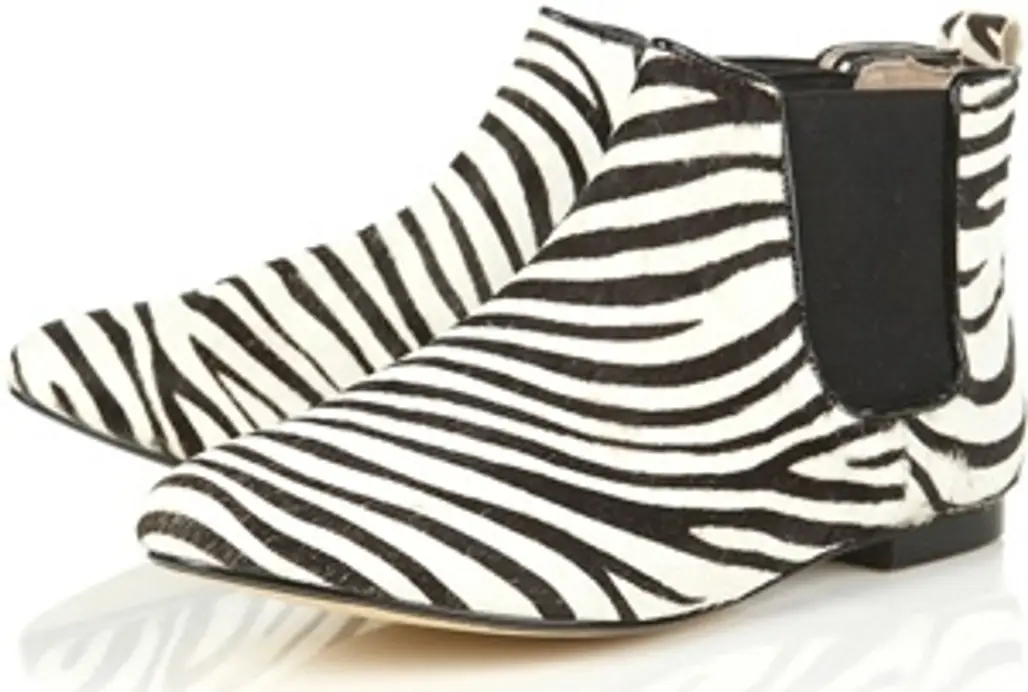 Topshop Maccoy Zebra Print Brushed Chelsea Ankle Boots