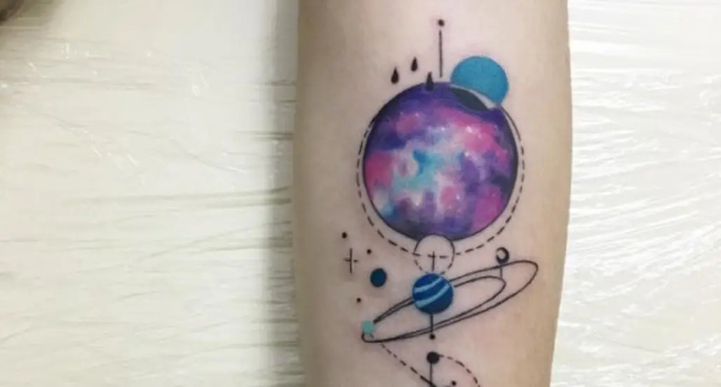 Tattoo, Purple, Temporary tattoo, Arm, Astronomical object,