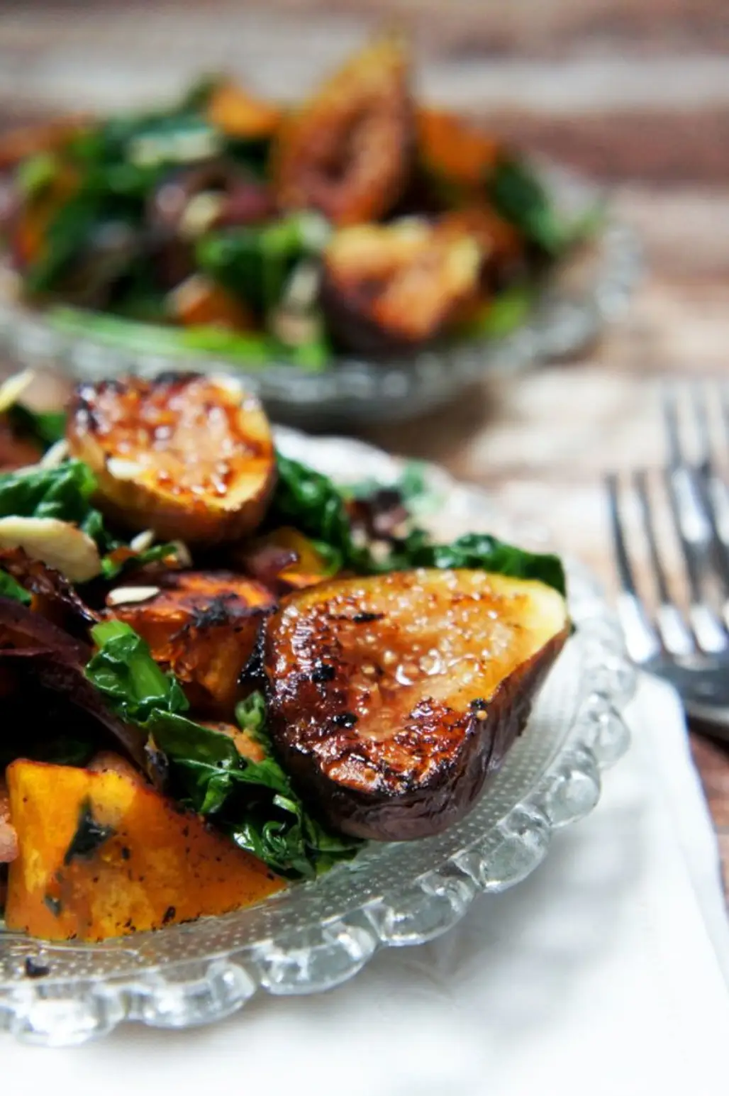 Warm Spinach Salad with Figs & Butternut Squash — Foraged Dish