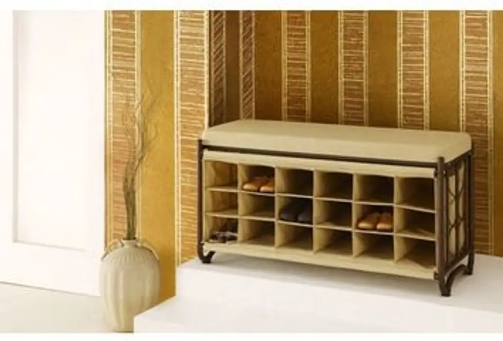 Oil Rubbed Bronze Bench with Shoe Cubbies