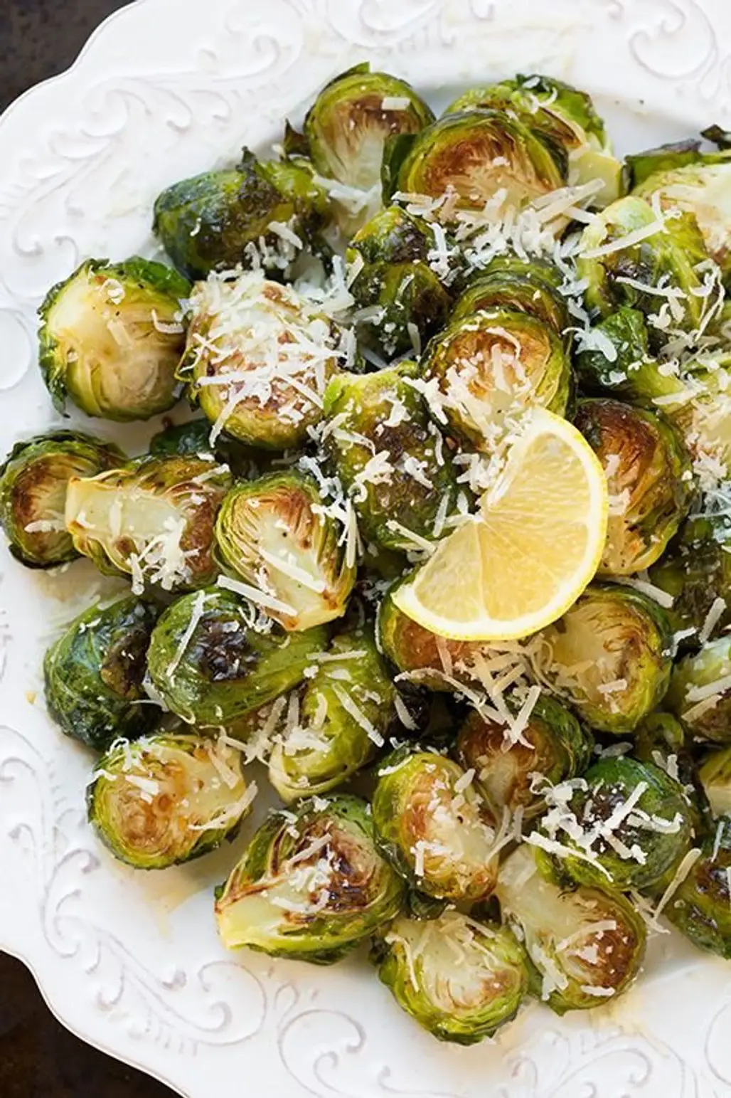 Garlic Lemon and Parmesan Roasted Brussels Sprouts