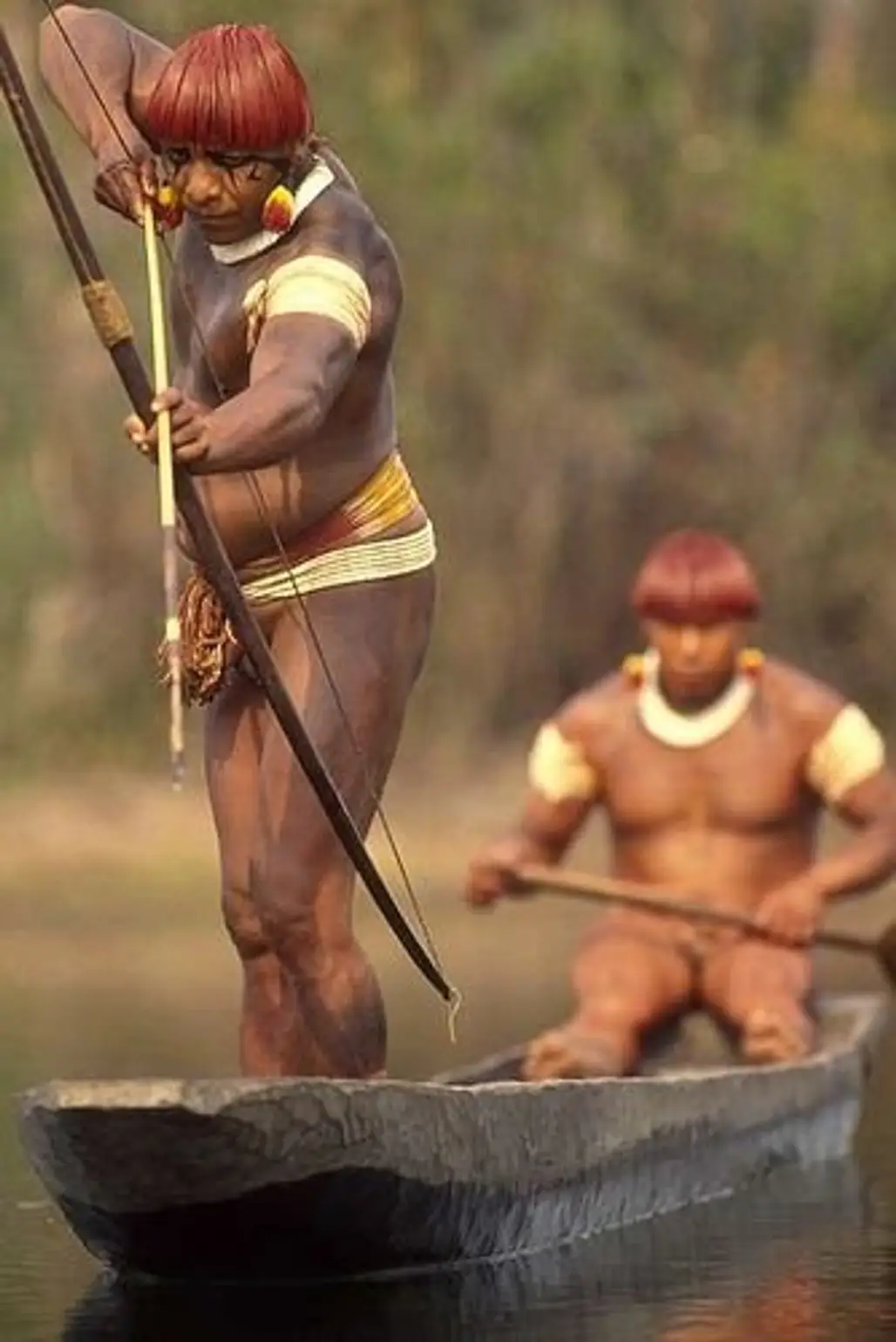 Yaulapiti Catching Fish in Xingu, Brazil