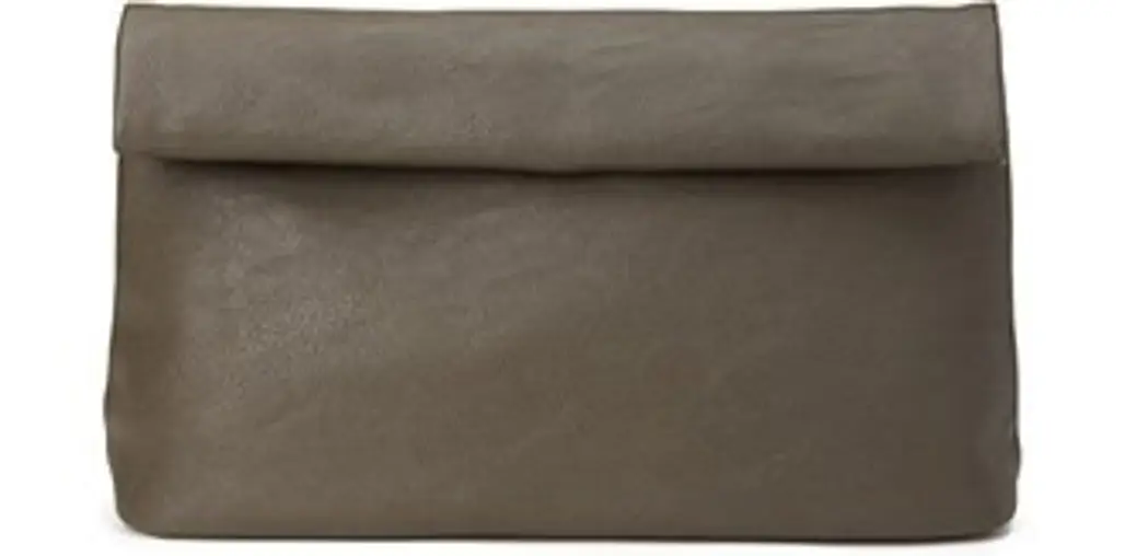 Faux Leather Roll-top Clutch