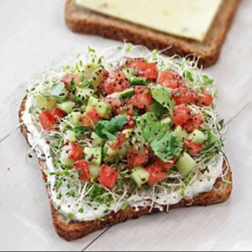 Yum Yum in Your Tum - California Sandwich- Tomato, Avocado, Cucumber, Sprouts & Chive Spread
