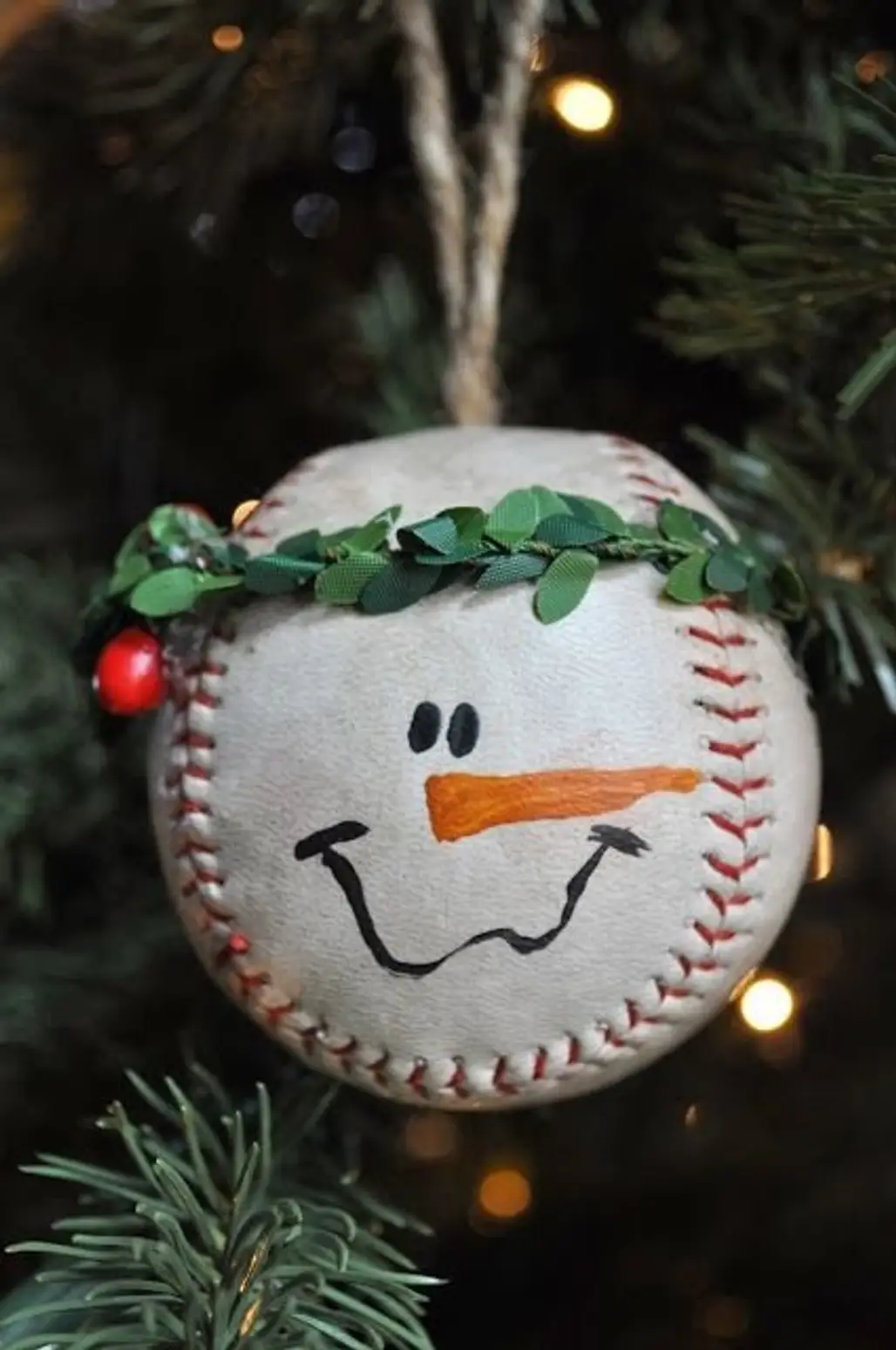 Baseball Snowman Ornament