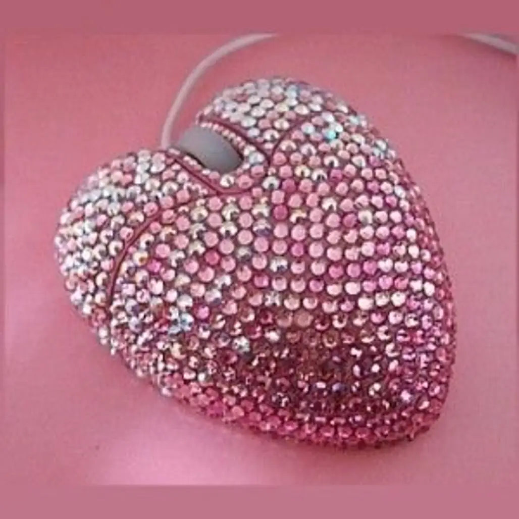 Pink Crystal Heart Mouse