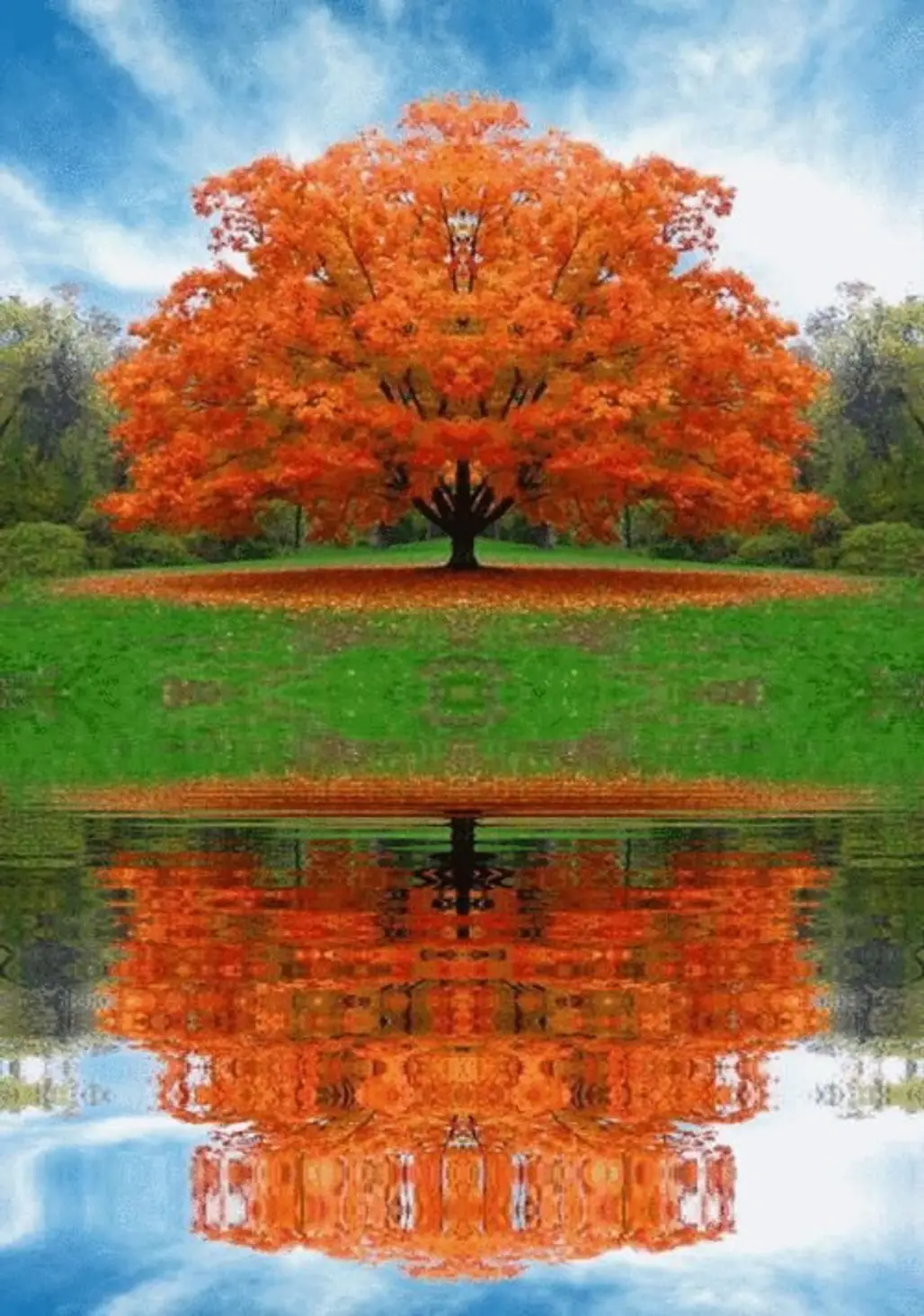 reflection, nature, leaf, tree, autumn,