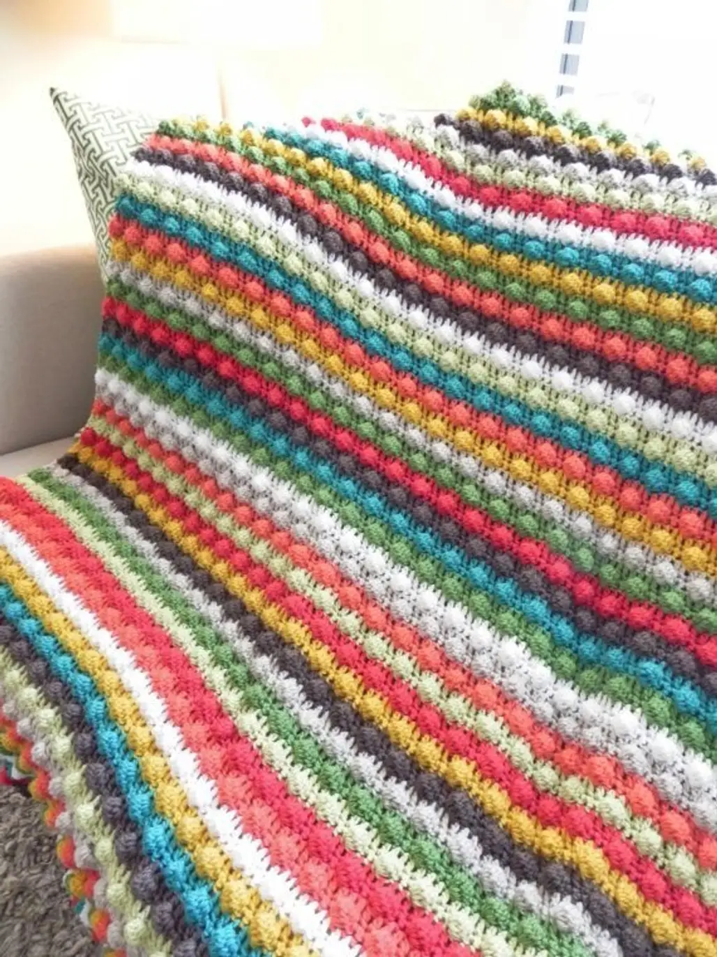 Striped Colorful Bobble Stitch