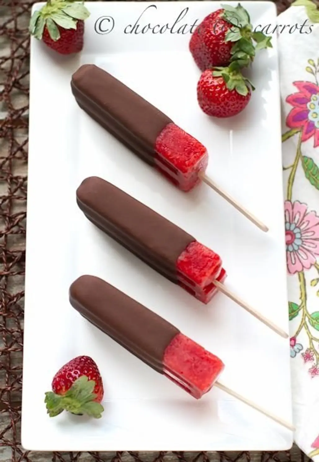Chocolate Covered Strawberry Popsicles